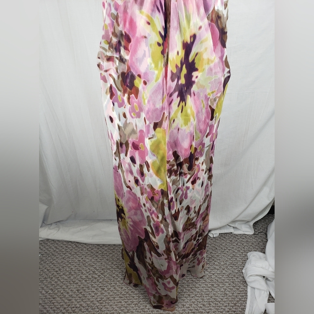NWT Guess By Marciano Floral Pink & Brown Spagetti Strap Women's Maxi Dress Sz L - Picture 8 of 11
